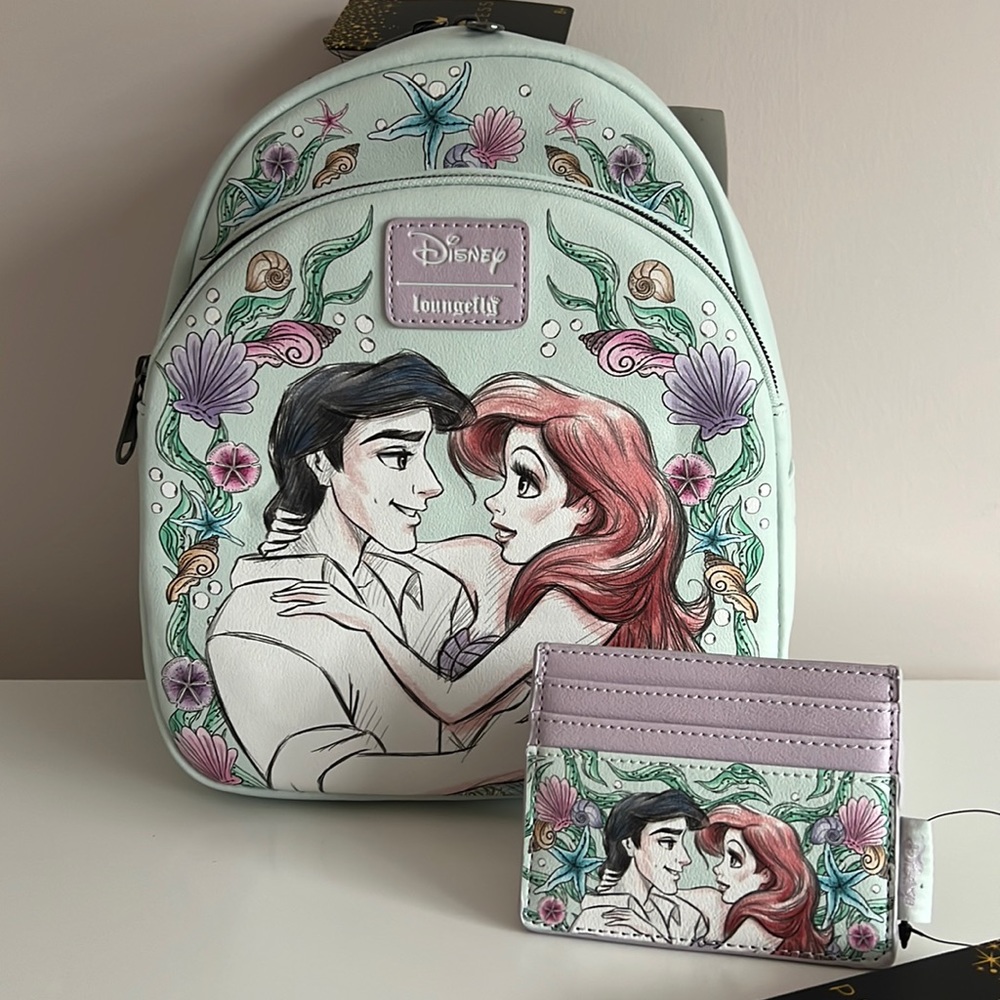 NEW Loungefly Disney The Little Mermaid Couple Hug Mini Backpack - Picture 1 of 8